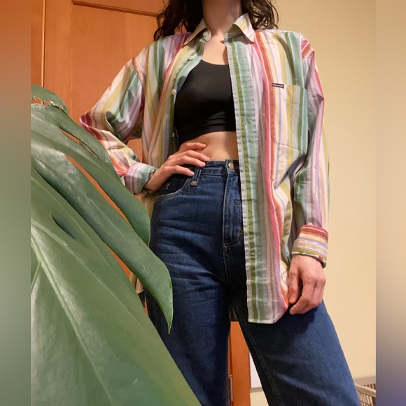 Vintage Faconnable Colorful Striped Button-Down - Picture 3 of 15